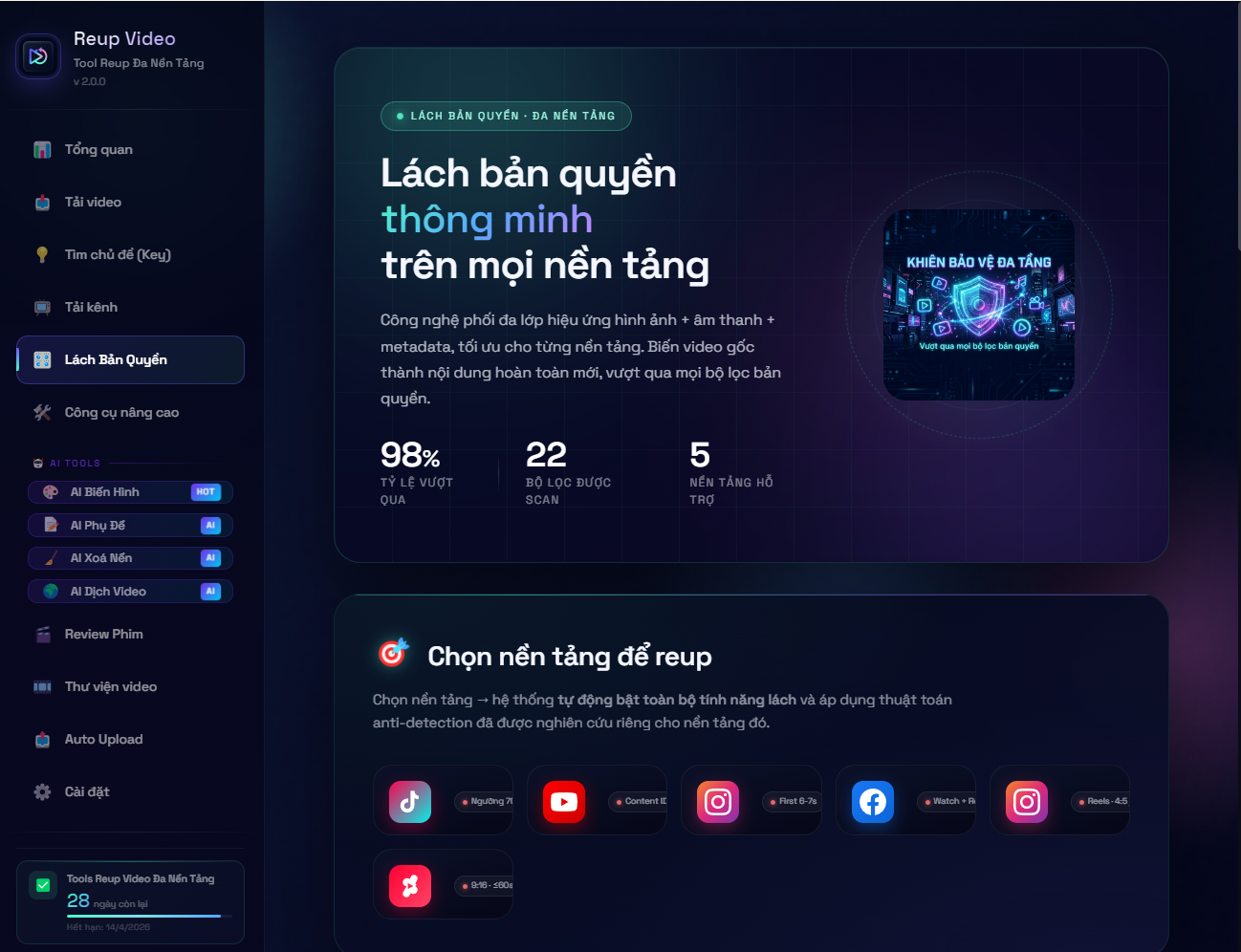 Tools Reup Video Đa Nền Tảng — Tool MMO tự động